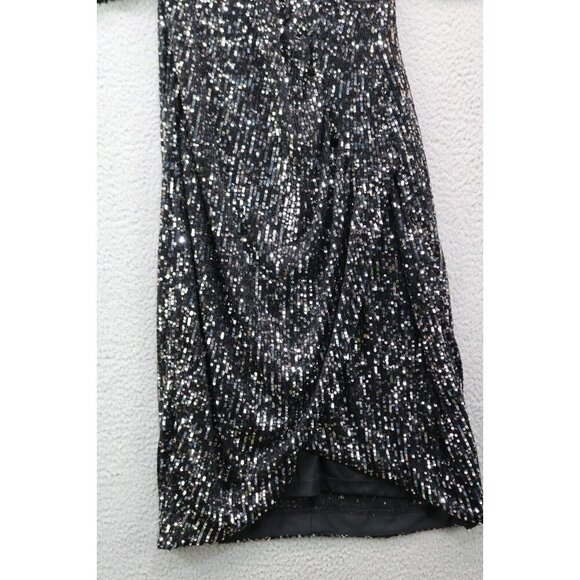 Calvin Klein Faux Wrap All Over Sequins-Size 4-Short Sleeves-Party Dress-Lined - Picture 2 of 12